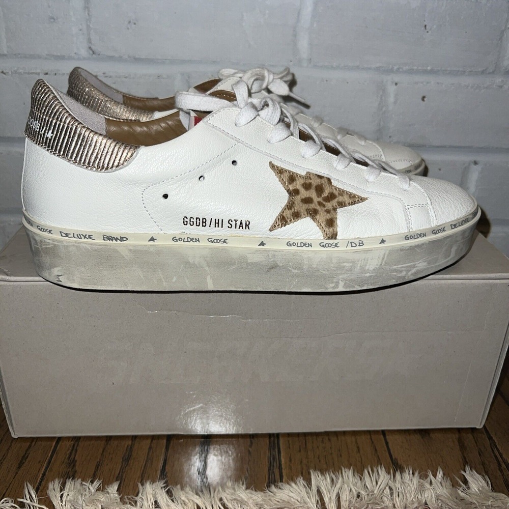Golden Goose Hi Star Classic With List- Leather Upper Giraffe Horsy Star Size 40